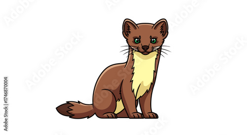 Cute cartoon weasel with brown fur and yellow chest markings.