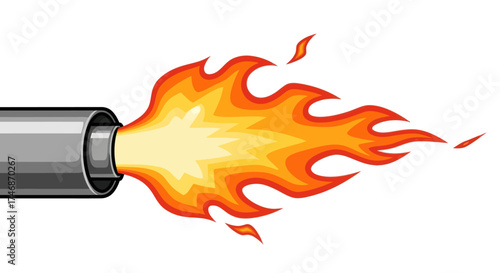 A close-up view of a metal pipe emitting a vibrant orange and yellow flame.