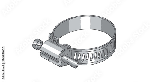 Metal Hose Clamp with Screw Adjustment Mechanism.