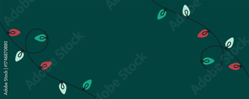 Colorful string lights on dark background, perfect for festive invitations, cards, or web banners.