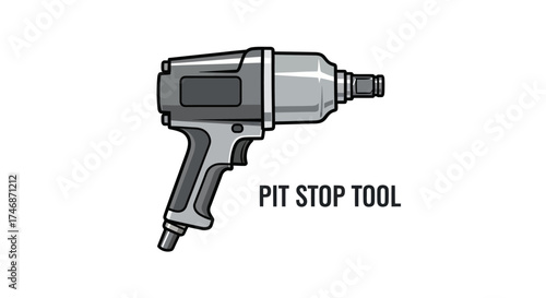 Detailed Illustration of a Pneumatic Impact Wrench Tool.