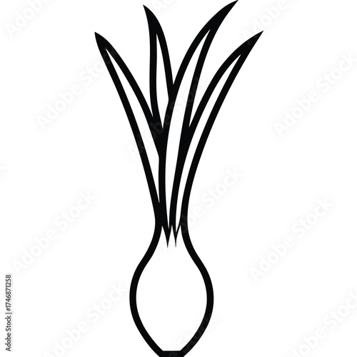leek bulb vector line art icon