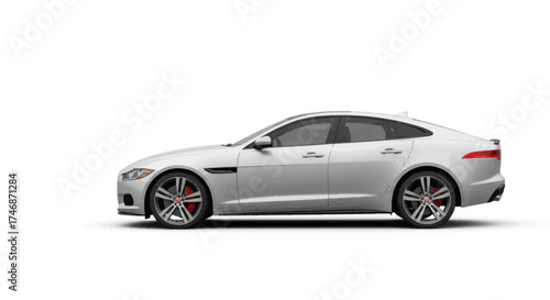 Sleek Silver Jaguar Sedan with Red Brake Calipers.
