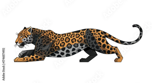 Majestic Jaguar in Motion Illustrating Powerful Stride and Spotted Coat.