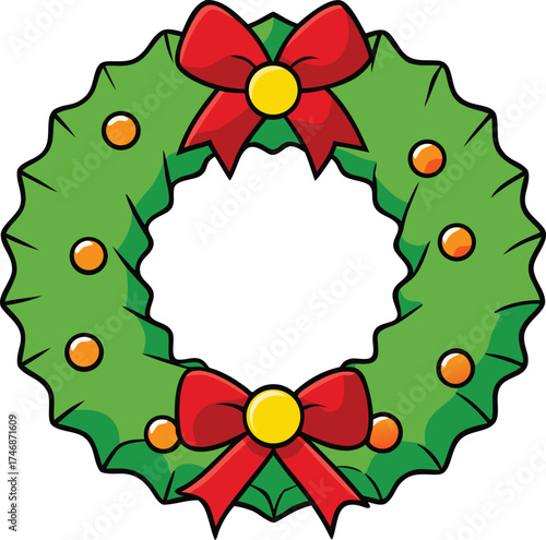Christmas wreath with holly vector illustration