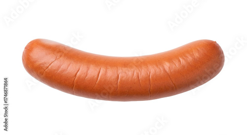 Photography Isolated sausage, uncooked smoked brown frankfurter in curved shape, wiener meat