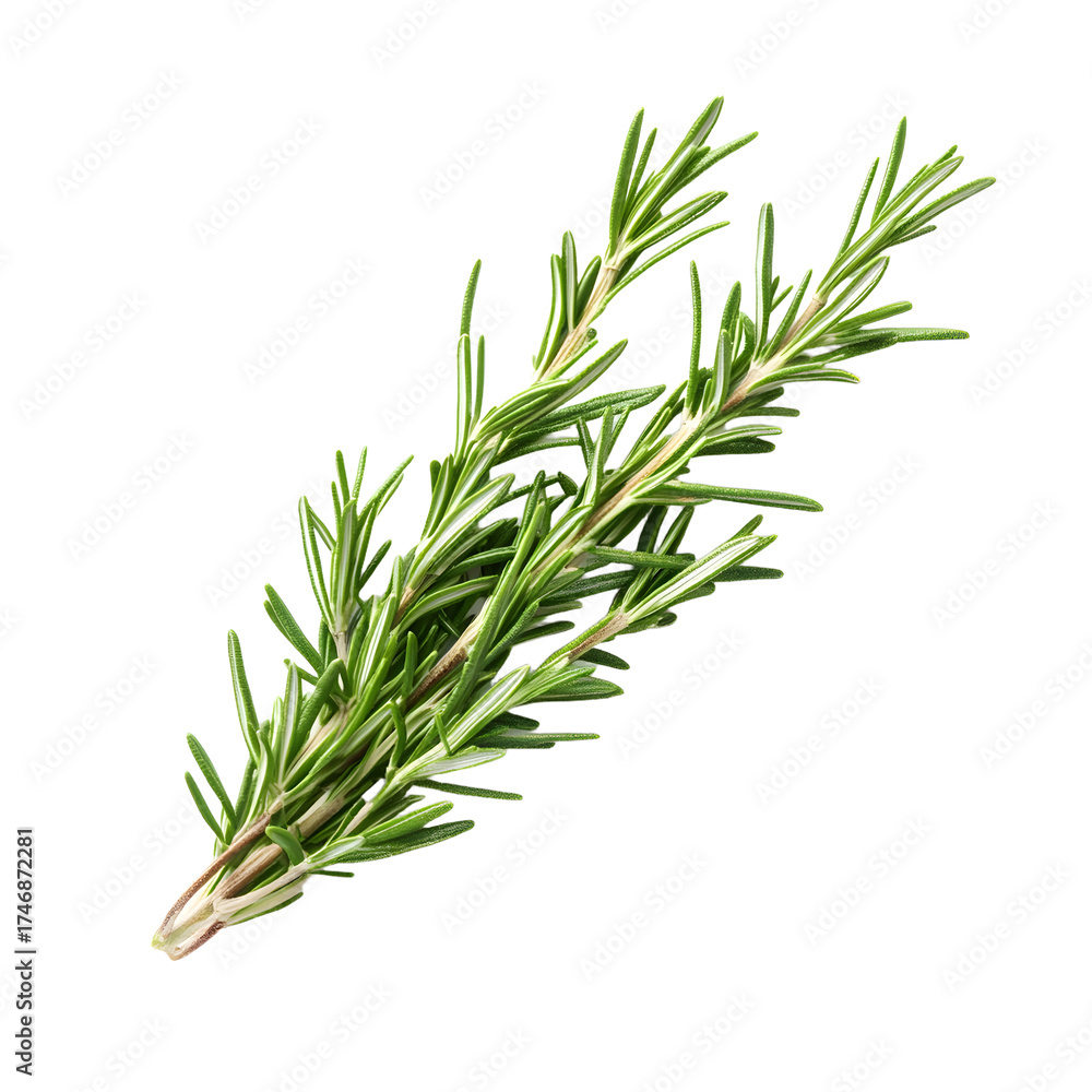 Fototapeta premium Fresh Rosemary Branch With Soft Shadow Isolated