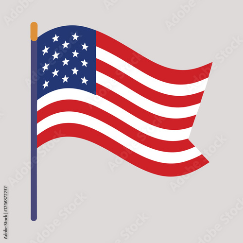 Waving american flag on a pole representing freedom and patriotism