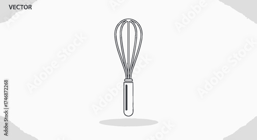 Simple Outline Illustration of a Wire Whisk Kitchen Tool.