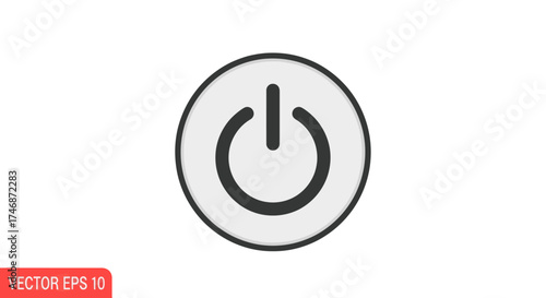 Gray Power Button Icon for Electronic Devices.