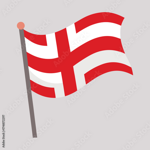 Waving english flag on a pole graphic for patriotism and national pride