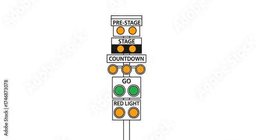 Drag Racing Christmas Tree Starting Signal Lights Illustration.