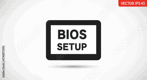 Black and White BIOS Setup Icon with Rounded Corners.