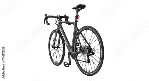 Sleek Black Road Bike with Drop Handlebars and Racing Tires.