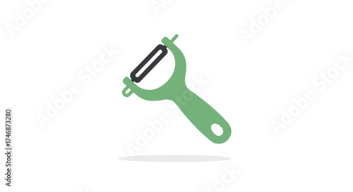 Green Vegetable Peeler with Black Blade for Kitchen Use.