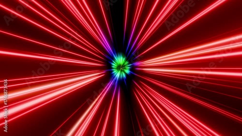 Two different type beautiful colored line  sci-fi animation of the colorful grow warp tunnel and radial bright flash lines effects created by 3D modeling for your background stuff.