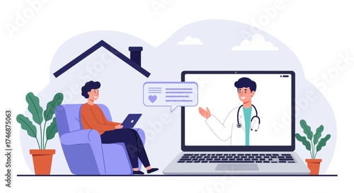 Connect with your doctor online from the comfort of home using telehealth on your laptop, experience convenient virtual healthcare consultations today