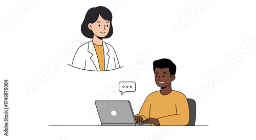 Engaging virtual consultation with a doctor, perfect for telemedicine, online health services, and medical technology marketing, showcasing modern, convenient care