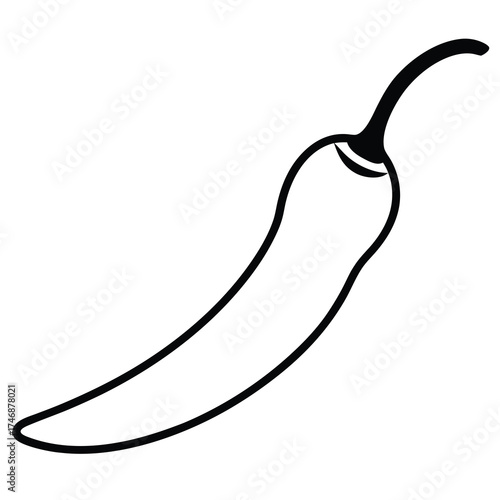 red chili vector line art icon