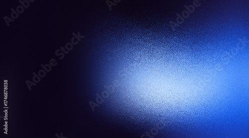 Dark Blue Frosted Glass Texture Gradient Background with Light Spot and Grain Effect