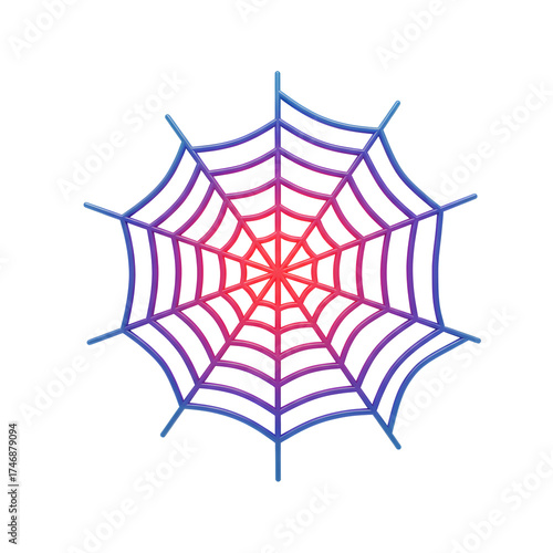 Vibrant Spiderweb on Transparent Background with Red and Blue Gradient