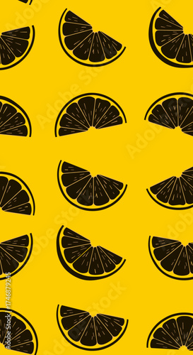 Lemon slice pattern on vibrant yellow background  