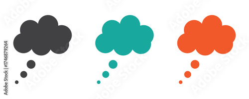 Thought bubble icon set, thinking bubble icon vector set in trendy flat style illustration isolated on white background.