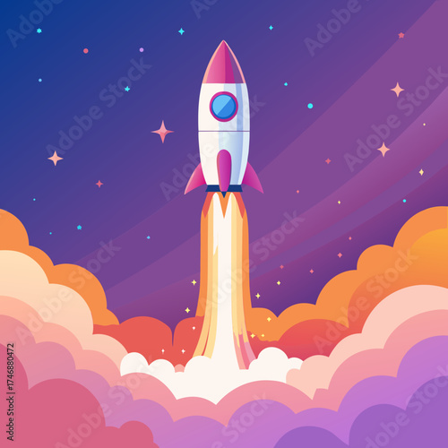 cartoon rocket in space