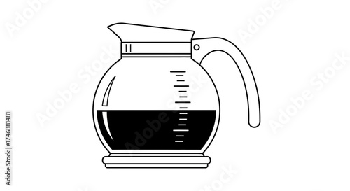 Coffee Pot Illustration – Glass Carafe Clipart Line Drawing