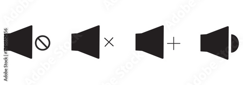 sound on off icons vector in line style . sound volume and mute icon. Volume allow and volume prohibit icon set. Sound and Mute. Volume icon set