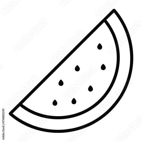 watermelon slice vector line art icon