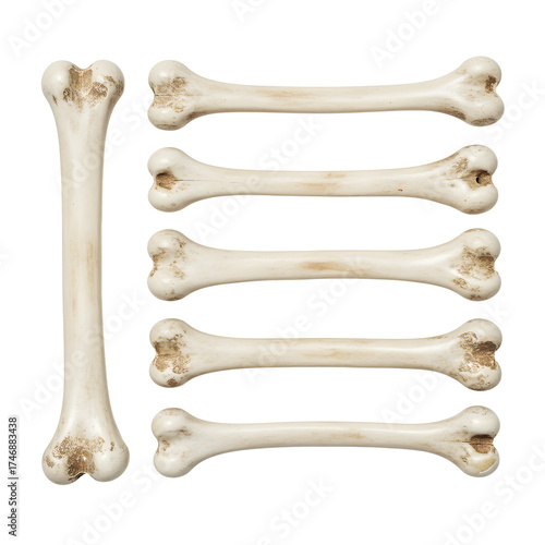 Arrangement of Bone Props Isolated on Transparent Background for Halloween