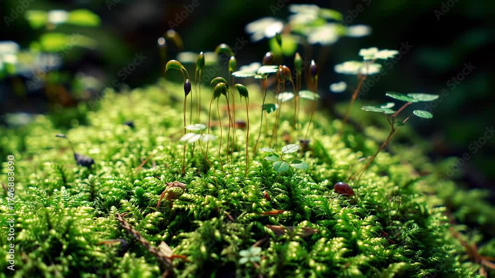 custom made wallpaper toronto digitalA Miniature Ecosystem of Green Moss and Tiny Plants in the Forest.