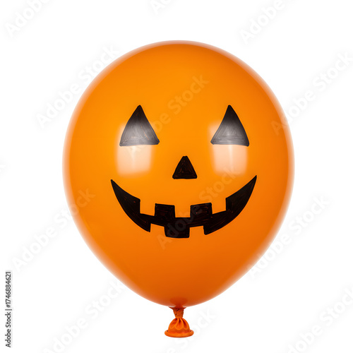 Orange Balloon with Carved Face Perfect for Spooky Halloween Celebration