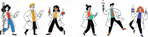 Enthusiastic Scientists Experimenting and Researching in a Modern Laboratory Setting, Showcasing Teamwork, Discovery, and Scientific Innovation, Ideal for Healthcare, Education, and Technology Present