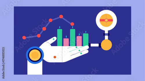A robotic hand interacting with a cryptocurrency chart showcasing the role of technology and AI in trading decisions and market analysis.