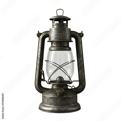 Detailed Old Lantern on Transparent Background Antique Rustic Lighting