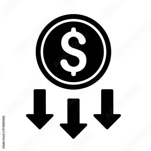 Lower Cost Icon Vector Dollar Price Down Saving Budget Design