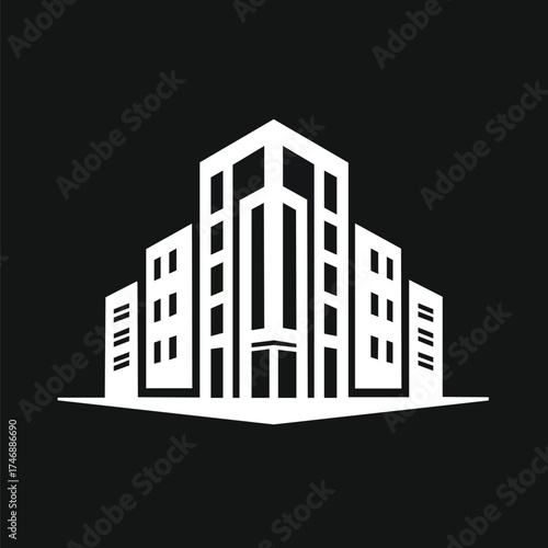 Modern building logo design, white architecture icon on