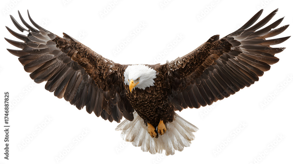 Fototapeta premium Flying eagle isolated on white background 