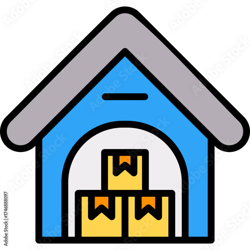 Lineal Color Warehouse Icon