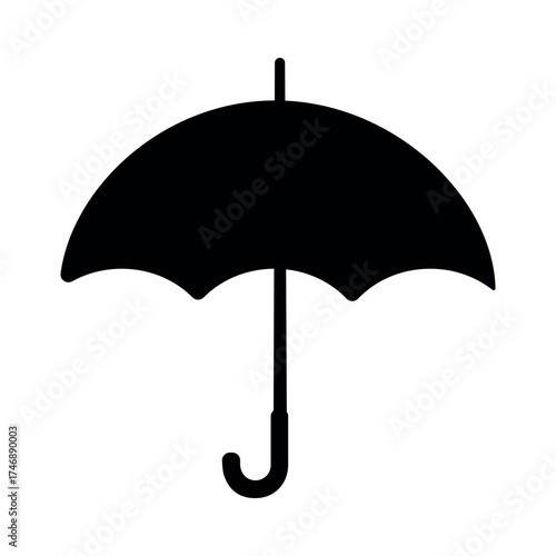 Umbrella or parasol black silhouette. Rain weather sign. Keep dry packaging vector symbol on white background. Handling package icon.