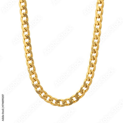 Fotografie Gold Cuban link chain necklace for men