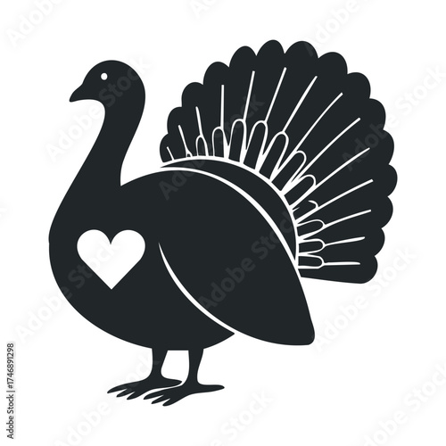 Creative turkey design for Thanksgiving celebration and decor. Vector line illustration
