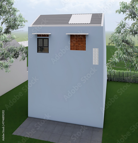 Minimalist Facade of Two Story Residential Building Exterior Architecture
