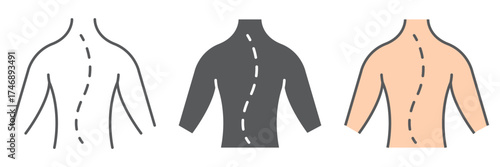 Scoliosis icon, orthopedic and medical, spine sign, vector graphics, a linear pattern on a white background. editable stroke