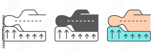 Correct sleep icon, orthopedic and medical, posture support sign, vector graphics, a linear pattern on a white background. editable stroke