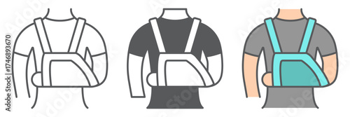 Shoulder immobilzer icon, medical and healthcare, shoulder bandage sign, vector graphics, a linear pattern on a white background. editable stroke