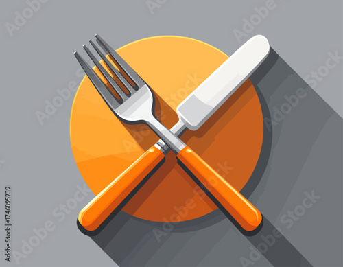 Stylized Fork and Knife Icon Representing Food, Dining, and Culinary Experiences