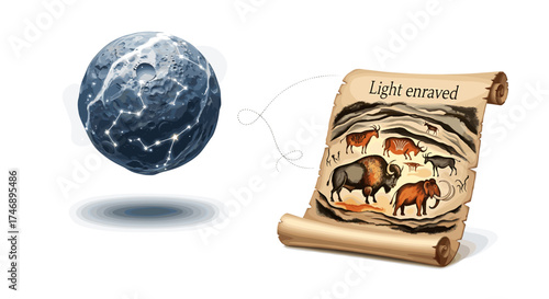 Celestial Connections: Ancient Cave Paintings Illuminated by Distant Constellations on the Moon